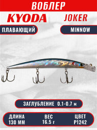 Воблер KYODA Joker Minnow-130F длина 13,0 см вес 16,5 гр цвет P1242 заглубление 0,1-0,7 м