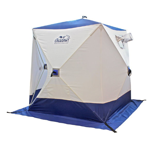 Палатка зимняя куб СЛЕДОПЫТ 1,8 х1,8 м, Oxford 210D PU 1000, 3-местная, цв. бело-синий