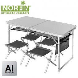 Стол складной Norfin RUNN NF Alu 120x60 +4стула набор NF-20310