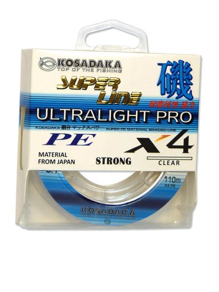 Леска плетеная KOSADAKA Super PE X4 Ultralight PRO прозр. 0.08 110м