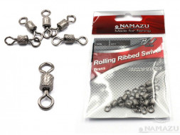 Вертлюг Namazu Pro ROLLING RIBBED SWIVEL, латунь, цв. Carbon, р. 2/0, test-91 кг уп. 5 шт.