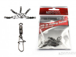 Вертлюг с застежкой Namazu Pro ROLLING RIBBED SWIVEL WITH NICE SNAP, цв. Carbon, р. 10, test-13 кг,