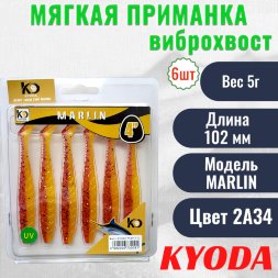 Виброхвост KYODA MARLIN ML4, размер 10,2 см, цвет 2A34 6 штук